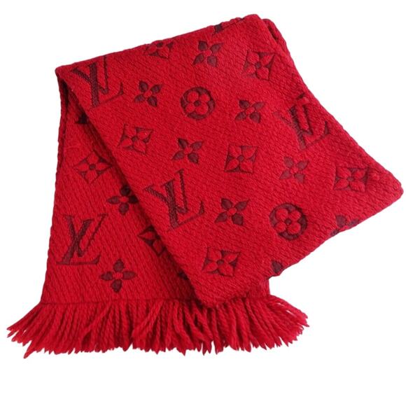 Louis Vuitton Red Logomania Reversible Wool Scarf - Picture 1 of 11